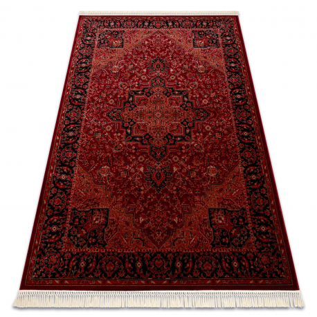 ORIENT Y307 koberec vínová / černá Rám, klasický, ornament, s třásněmi