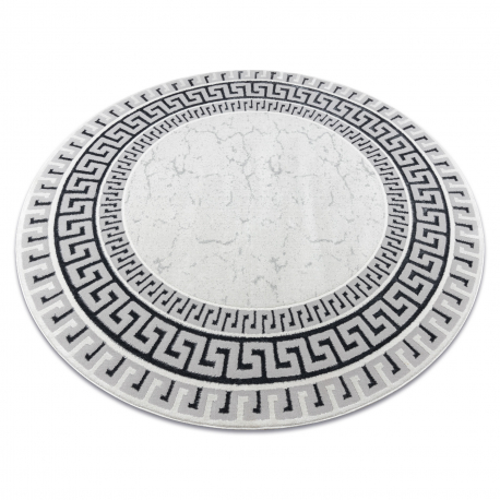 Tappeto ALLURE 1960 cerchio, Chiave greca, telaio - Strutturale, elegante, glamour bianca / grigio