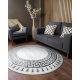 Tappeto ALLURE 1960 cerchio, Chiave greca, telaio - Strutturale, elegante, glamour bianca / grigio