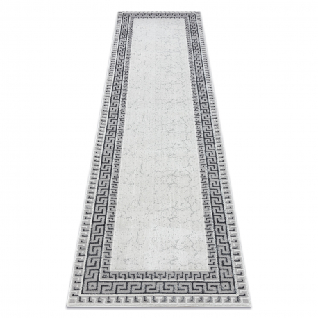 Carpet, runner ALLURE 1960 Greek key, frame - Structural, stylish, glamour white / grey