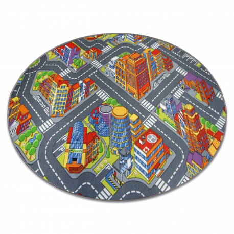 Tapis enfant RUELLES BIG CITY GRANDE VILLE cercle gris