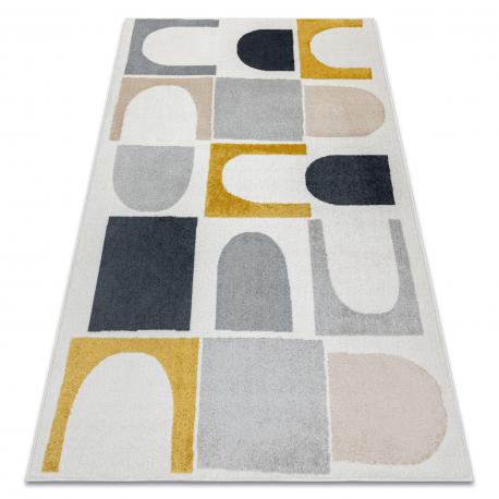 Teppich FUSION 0213 weiß / gelb - Geometrisch, modern, abstrakt