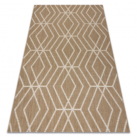 FLAT 48956265 Sisal carpet Geometric - natural beige straw color, string