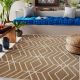 FLAT 48956265 Sisal carpet Geometric - natural beige straw color, string