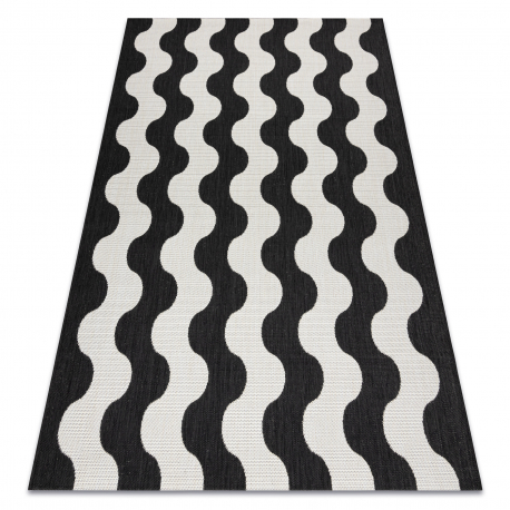 Tapis SIZAL FLAT 49377690 Vagues crème / noir