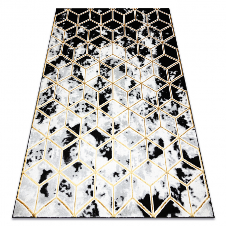 Carpet ALLURE 1966 Cube 3D - Structural, stylish, glamour black / gold
