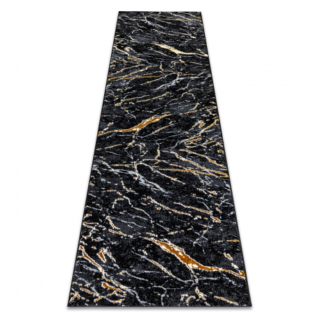 Alfombra, Alfombra de pasillo ALLURE 1963 Mármol - Estructural, elegante, glamurosa negro / oro 