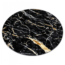 Tæppe ALLURE 1963 cirkel Marmor - Strukturelle, stilfuld, glamour sort / guld