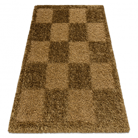 Alfombra SHAGGY NEVADA Tablero de ajedrez gold 300 oro 