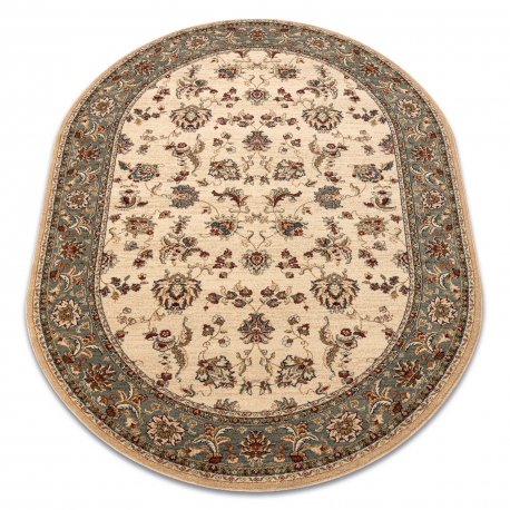 Wollteppich POLONIA Oval MADRAS Blumen Jasmin 2 grün