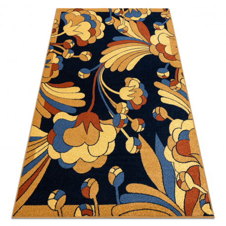 Tapis FRYZ VIVICA Fleurs bleu foncé / beige 