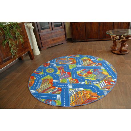 Tapis enfant CERCLE BIG CITY GRANDE VILLE bleu 