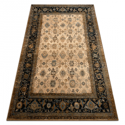Wool carpet OMEGA AVILA Ornament frame cognac brown