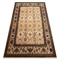 Wool carpet OMEGA AVILA Ornament frame sand beige