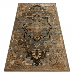 Wool carpet OMEGA ABBAS Vintage, rosette cognac beige