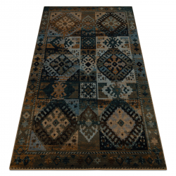 Wool carpet OMEGA AVAR Frame, diamonds, oriental - snuff brown