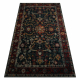 Tapis en laine POLONIA VERANO Ornement, cadre bleu foncé
