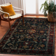 Tapis en laine POLONIA VERANO Ornement, cadre bleu foncé