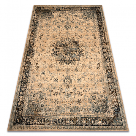 Wool carpet POLONIA KORDOBA25 Rosette, frame sepia