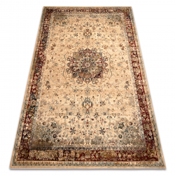 Wollteppich POLONIA KORDOBA25 Rosette, Rahmen hell rubin
