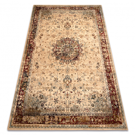 Tapis en laine POLONIA KORDOBA25 Rosette, cadre rubis clair