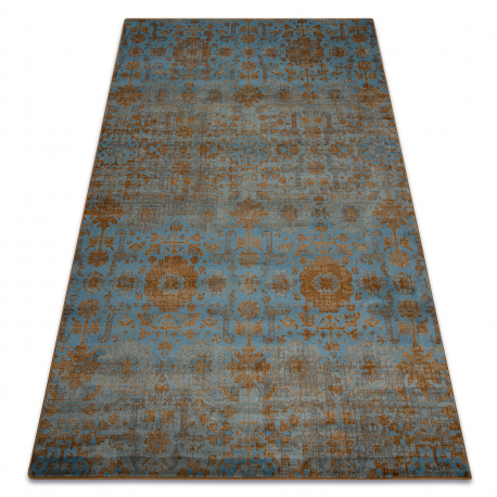 Tapis en laine OMEGA KARAJA fleurs laiton, or