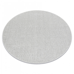 Tapijt CASABLANCA LOOM cirkel zilverkleuring, lus, zacht binnen & buiten