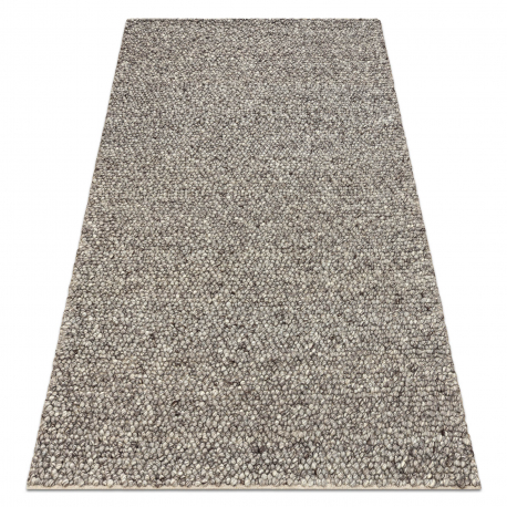 Wollteppich TAHAR 99005 anthrazit - HANDGEWEBT Schlinge, Melange 