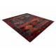 Wool carpet OMEGA AVAR Square Frame, diamonds, oriental - ruby