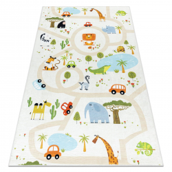 Tapis lavable BAMBINO 1165 zoo pour les enfants antidérapant beige - PRODUIT DE DEUXIÈME QUALITÉ