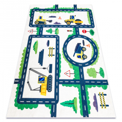 Tapis lavable BAMBINO 2223 Ruelles, voitures pour les enfants antidérapant crème - PRODUIT DE DEUXIÈME QUALITÉ