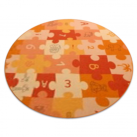 Bērnu paklājs PUZZLE apelsīnu apļveida