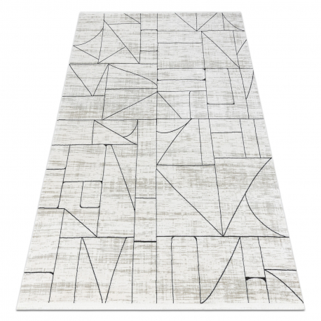 Dywan SAMPLE BELLA F204 Geometryczny biały / jasny szary frędzle 