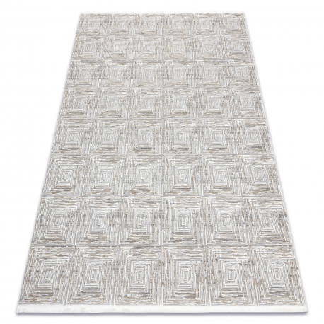 Tapis SAMPLE TWEETY C3732B Géométrique blanc / gris clair franges 