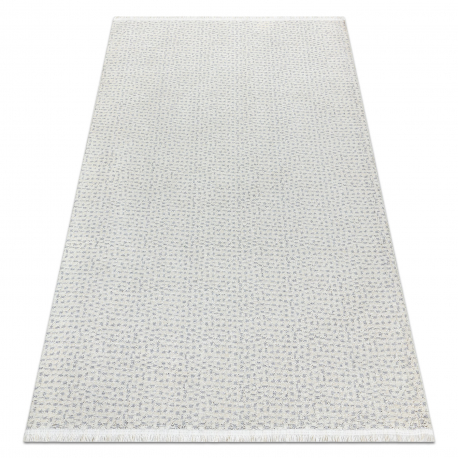 Teppich SAMPLE TRYSA LG06A Punkte Creme / Hellgrau Fransen  
