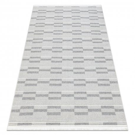 Carpet SAMPLE INFINITY LG89A STRIPES gray / cream FRINGE
