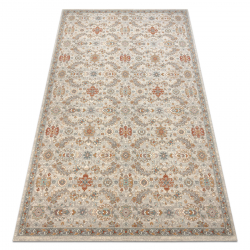 Tapis en laine SOHO 477.07.LA110 OSTA - Fleurs, cadre, naturel beige / terre cuite