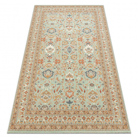 Tappeto in lana SOHO 477.26.LA400 OSTA - Ornamento, cornice, naturale verde / beige