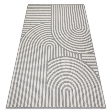 Teppich FLAT SISAL 49376637 Kreise Streifen grau/creme