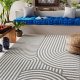 SISAL FLAT STRING RUG 49376637 Circles stripes gray / cream