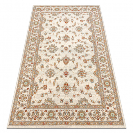 Wollteppich SOHO 477.15.LA102 OSTA Ornament, Rahmen natur beige / terrakotta