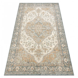 Tapis en laine SOHO 477.01.LA113 OSTA - Ornement, rosette, naturel vert / beige