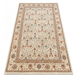 Tapis en laine SOHO 477.27.LA101 OSTA - Fleurs, cadre, naturel beige / terre cuite