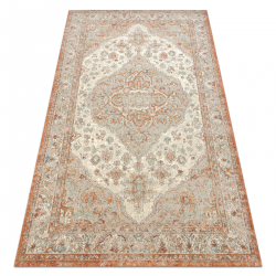 Tapis en laine SOHO 477.01.LA112 OSTA - Ornement, rosette, naturel terre cuite / beige