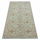 Wollteppich SOHO 477.07.LA400 OSTA - Blumen, Rahmen, natural grün / beige