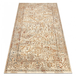 Tapis en laine SOHO 477.04.LA110 OSTA - Fleurs, cadre, naturel beige / terre cuite