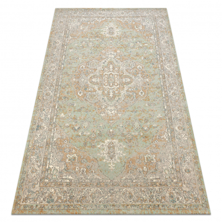 Tapis en laine SOHO 477.01.LA402 OSTA - Ornement, rosette, naturel vert / beige