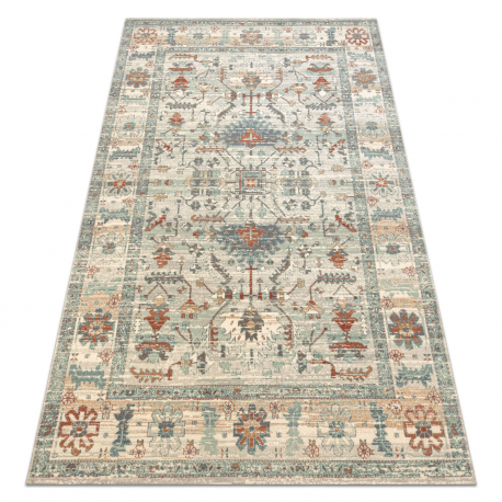 Villane vaip SOHO 477.09.LA100 OSTA - Boho, raam, naturaalne beež / roheline