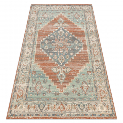 Dywan SOHO 477.10.LA000 wełniany OSTA - Ornament, rozeta naturalny terakota / zielony