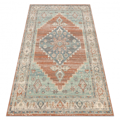 Dywan SOHO 477.10.LA000 wełniany OSTA - Ornament, rozeta naturalny terakota / zielony
